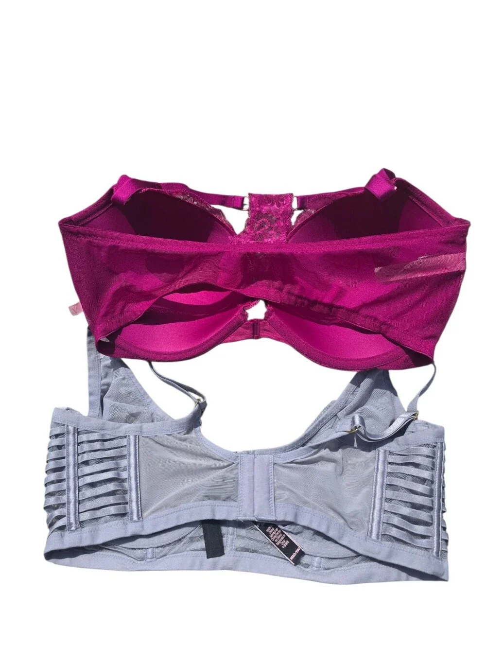 36DD Victoria's Secret Bra Bundle | Pink Lace Racerback & Grey Mesh Underwire - Picture 2 of 3